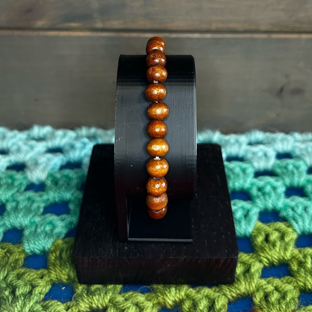 3/$10 Set Of Three Wood Bead Stretch Bracelets - Picture 2 of 6